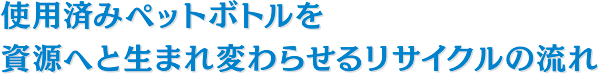 使用済みペットボトルを資源へと生まれ変わらせるリサイクルの流れ