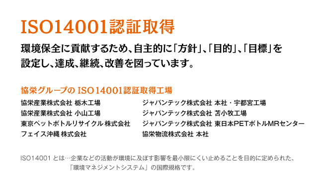 ISO14001認証取得